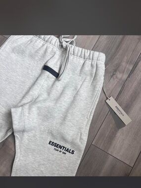Essentials Light Grey Logo Sweat Shorts